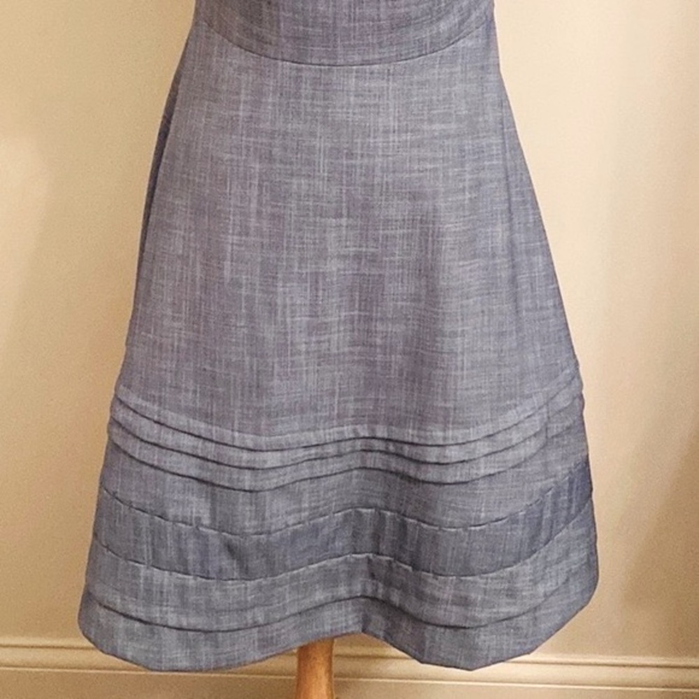 Banana Republic Blue Chambray 8 Coastal Grandma Preppy Ruffle Silhouette Dress - Picture 3 of 12